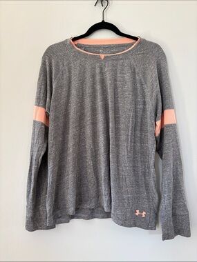 Under Armour Gray Long Sleeve Tee with Pink Accents